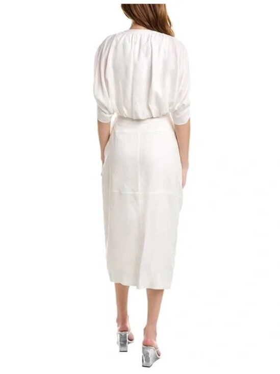 SIMKHAI | Inara Linen Midi Dress In White - Picture 5 of 16